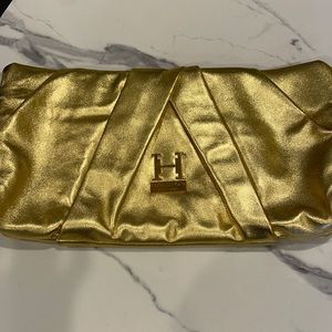 Halston gold clutch